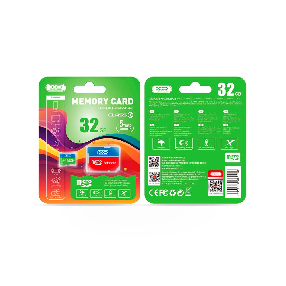 XO microSD Minneskort m. Adapter 32GB