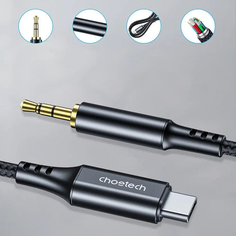 Choetech AUX006 USB-C till 3.5mm Minijack Kabel - 1m - Svart