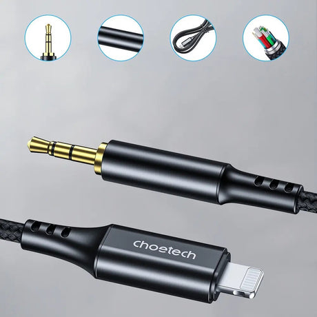 Choetech AUX009 Lightning till 3.5mm Minijack Kabel - 2m - Svart