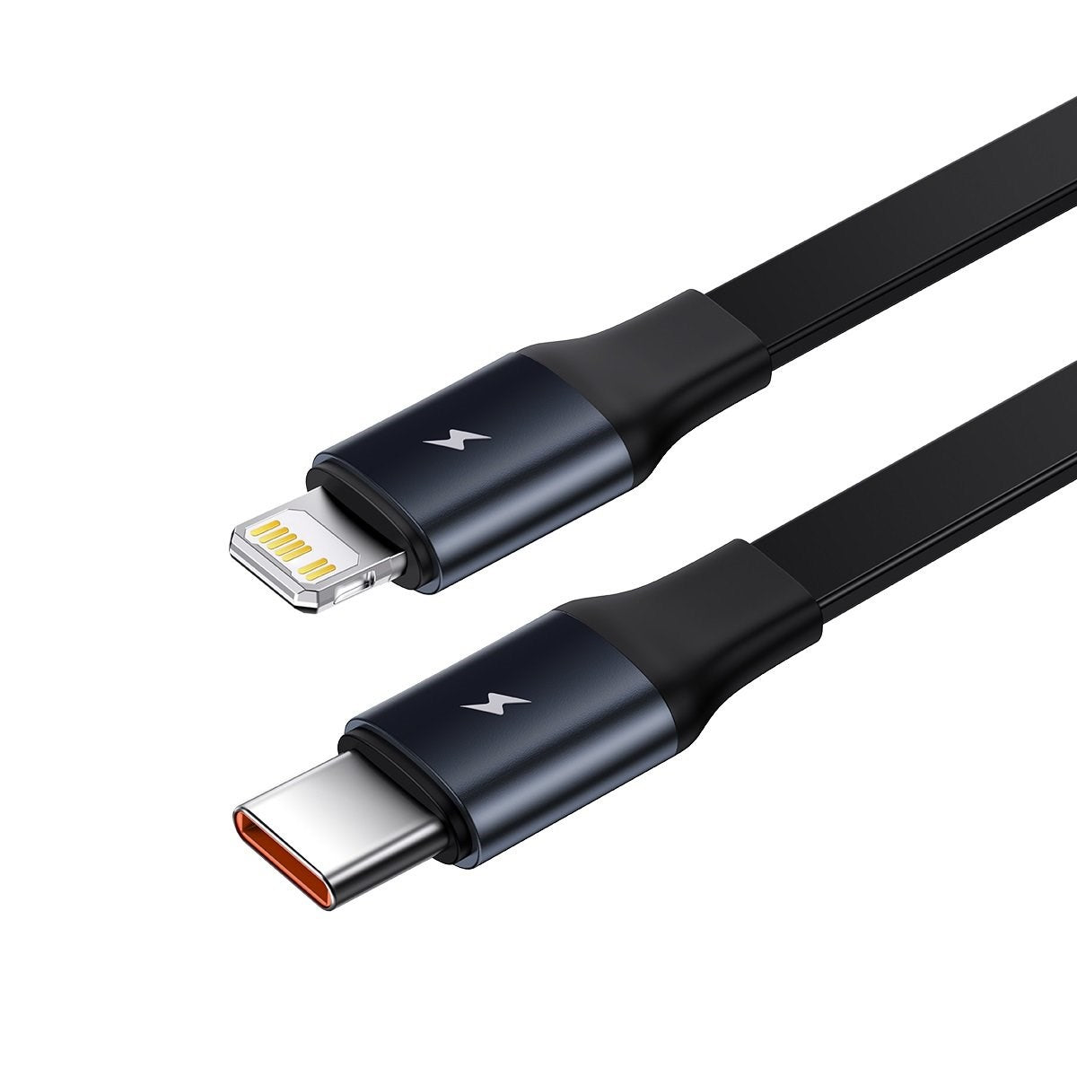 Billaddare från Baseus med kabeltrumma med USB-C och Lightning-kabel - Svart