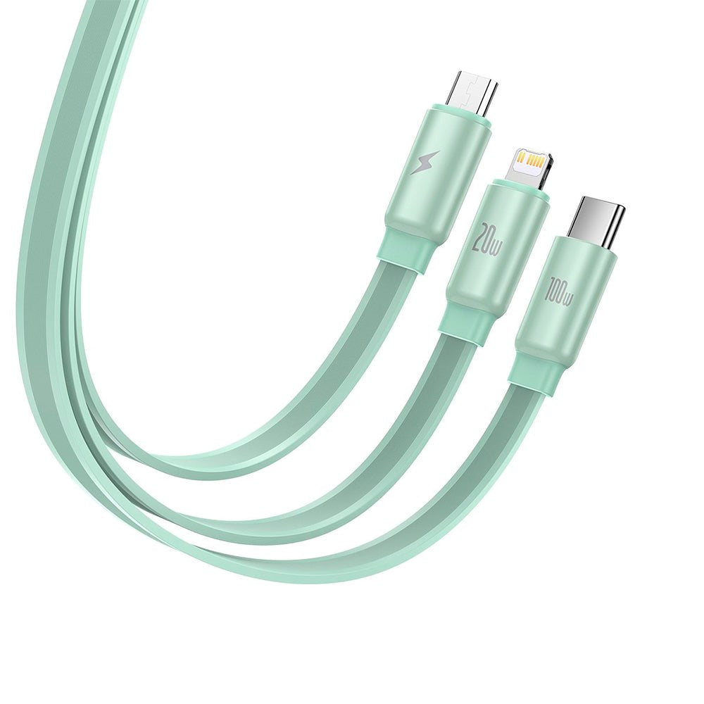 3-i-1 Multi Cable Baseus USB-C till USB-C, Micro USB och Lightning - Grön