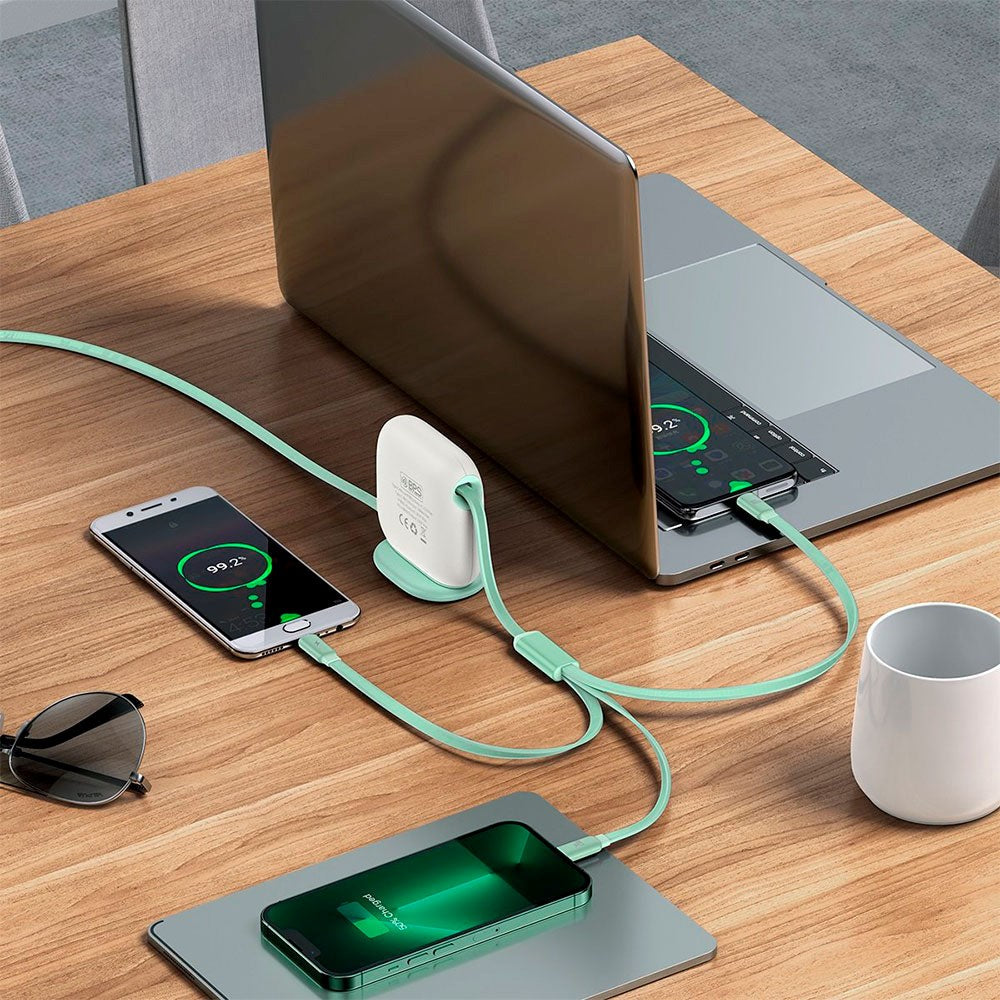 3-i-1 Multi Cable Baseus USB-C till USB-C, Micro USB och Lightning - Grön