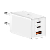 Baseus GaN5 Pro Väggladdare 65W med 2 x USB-C & 1 x USB-A - Vit