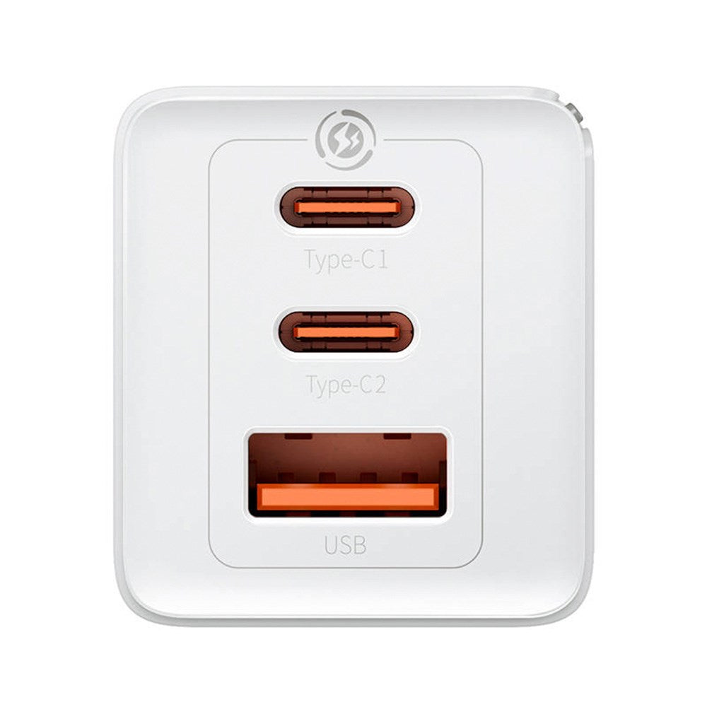 Baseus GaN5 Pro Väggladdare 65W med 2 x USB-C & 1 x USB-A - Vit