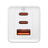 Baseus GaN5 Pro Väggladdare 65W med 2 x USB-C & 1 x USB-A - Vit