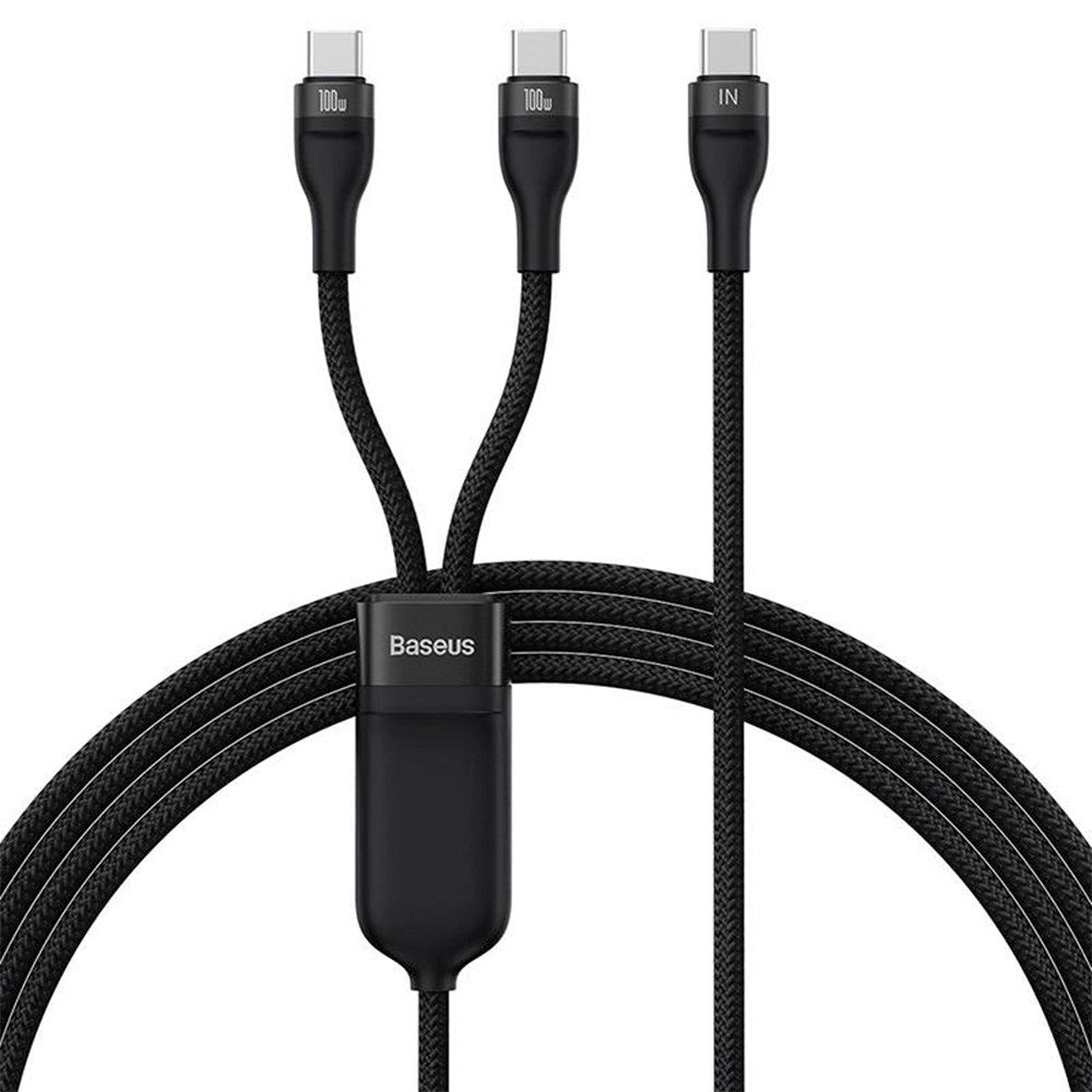 Baseus Flash Series 2-i-1 100W USB-C Multikabel - 1,5 Meter - Svart