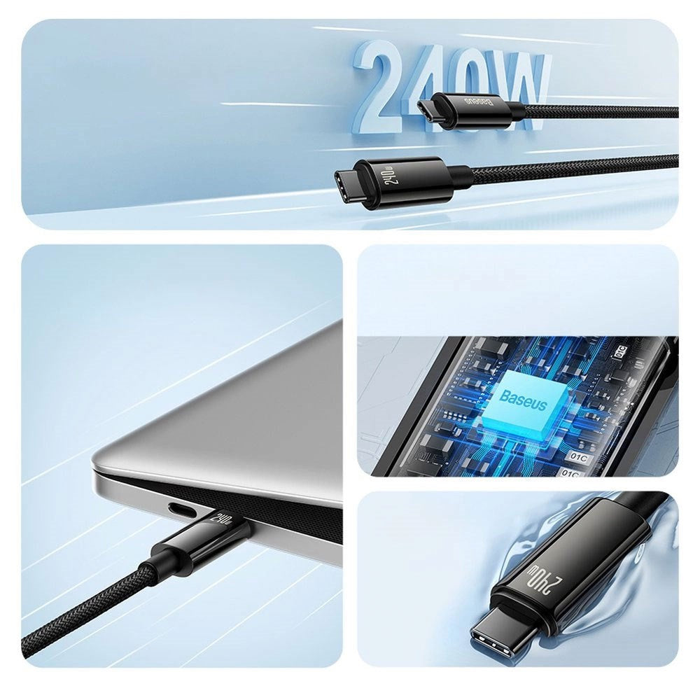 Baseus 240W USB-C till USB-C Kabel 480Mb/s - 3m - Svart