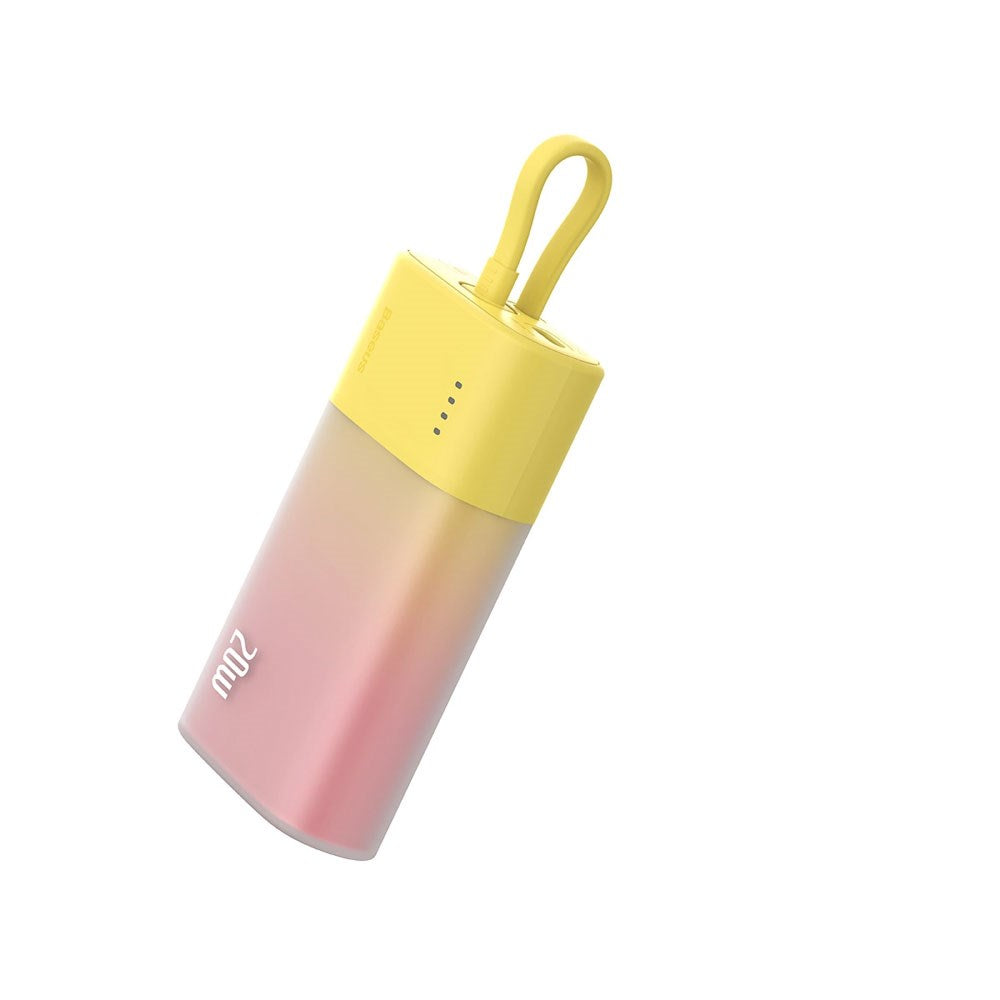 Baseus Popsicle 5200mAh Powerbank 20W med Inbyggd Lightning Kabel - Rosa / Gul
