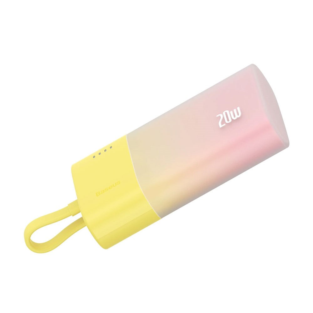 Baseus Popsicle 5200mAh Powerbank 20W med Inbyggd Lightning Kabel - Rosa / Gul