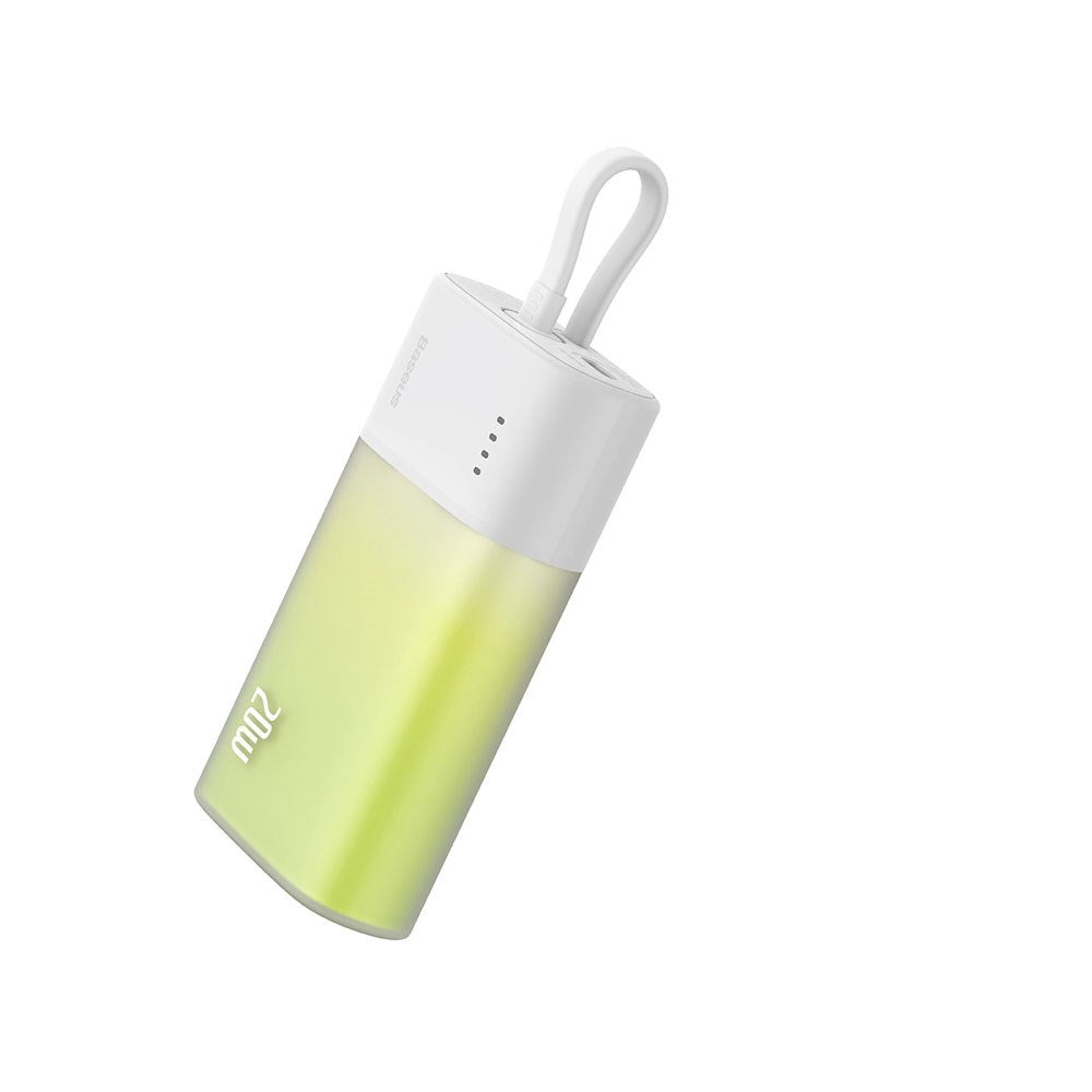 Baseus Popsicle 5200mAh Powerbank 20W med Inbyggd Lightning Kabel - Vit / Grön