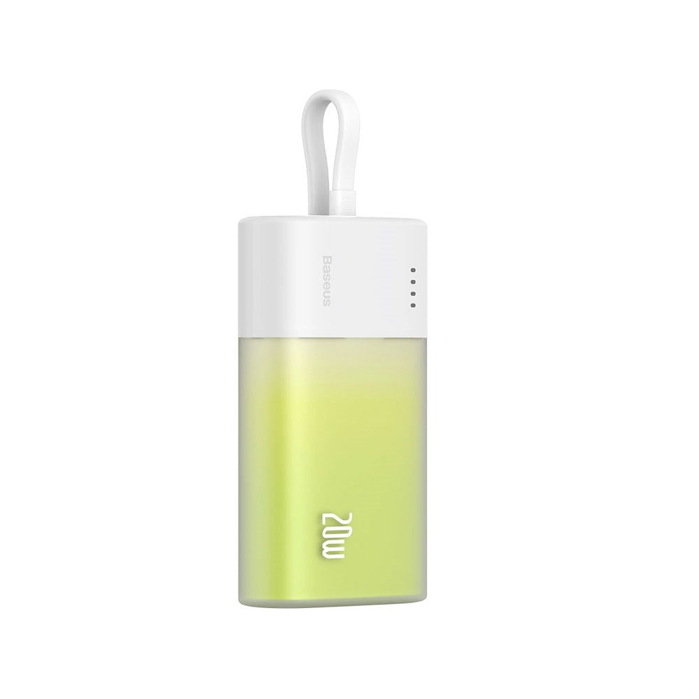 Baseus Popsicle 5200mAh Powerbank 20W med Inbyggd Lightning Kabel - Vit / Grön