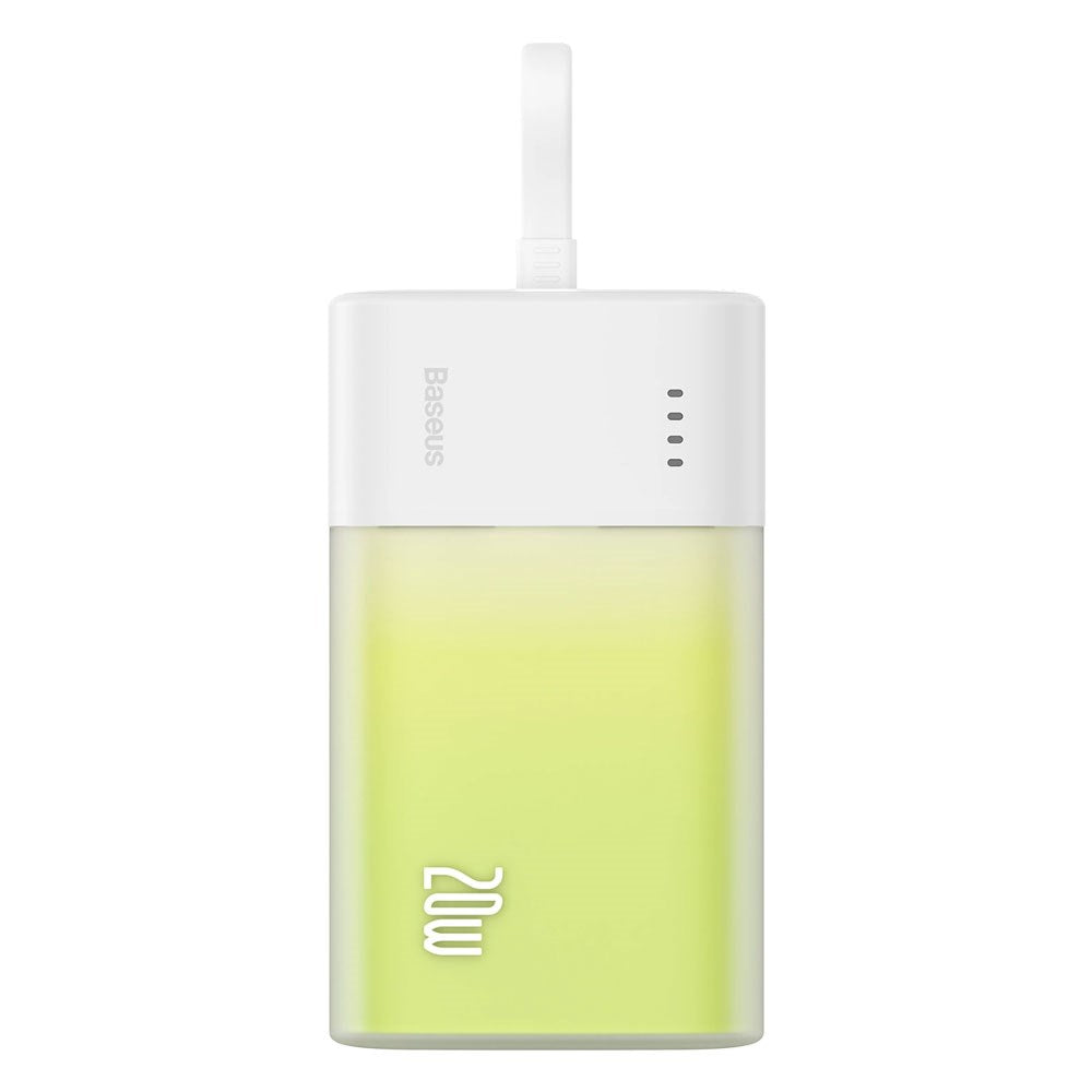 Baseus Popsicle 5200mAh Powerbank 20W med Inbyggd Lightning Kabel - Vit / Grön