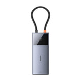 Baseus USB-C 6-i-1 Multiportadapter med 2 x USB-C 2 x USB-A 1 x HDMI 1 x RJ45 - Grå