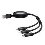 Baseus Free2Draw 3-i-1 Utdragbar Multikabel - USB-A till USB-C / Lightning / Micro USB - 1.1m - Svart