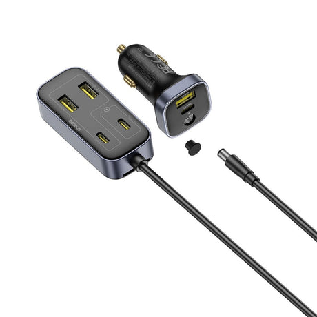 Baseus Multifunktionell Billaddare 110W med 3 x USB-A & 3 x USB-C - 1.5m - Svart