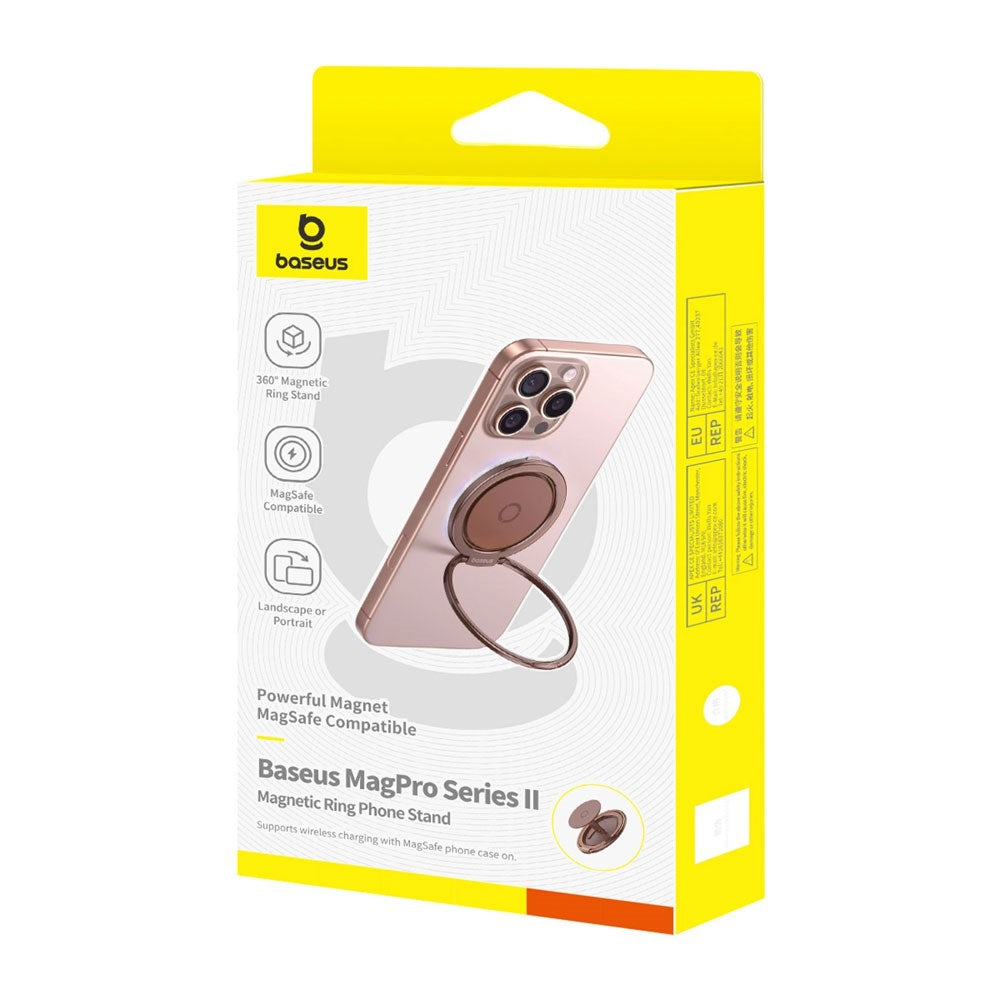 Baseus MagPro II Ringhållare för Mobil m. Standfunktion - MagSafe Kompatibel - Rose Gold