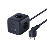 Baseus 67W Grenuttag med 3 x Schuko - 2 x USB-C - 1 x USB-A - 1,5m - Grå