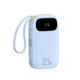 Baseus EnerFill 20 000mAh Powerbank 22,5W med Inbyggd USB-C- & Lightning-Kabel - Blå