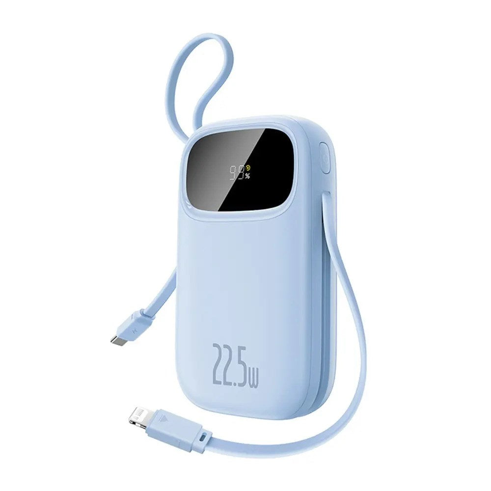 Baseus EnerFill 20 000mAh Powerbank 22,5W med Inbyggd USB-C- & Lightning-Kabel - Blå