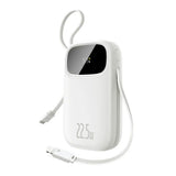 Baseus EnerFill 10 000mAh Powerbank 22,5W med Inbyggd USB-C- & Lightning-Kabel - Vit