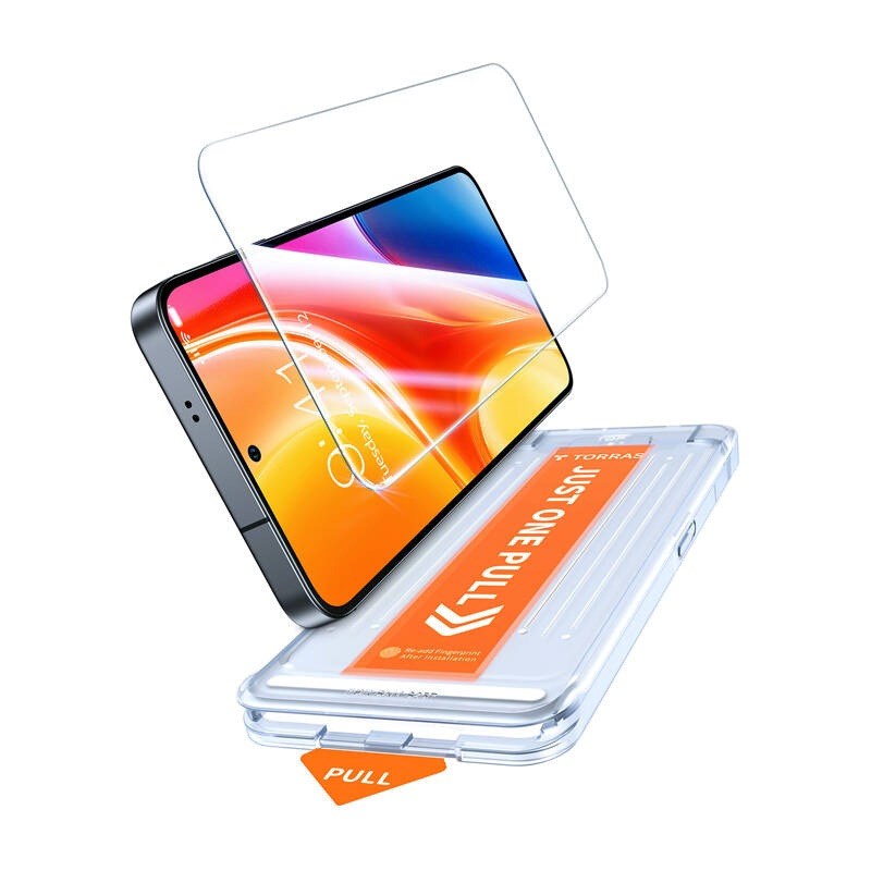 TORRAS Samsung Galaxy S25 Install Master Härdat Glas Skärmskydd - Genomskinlig