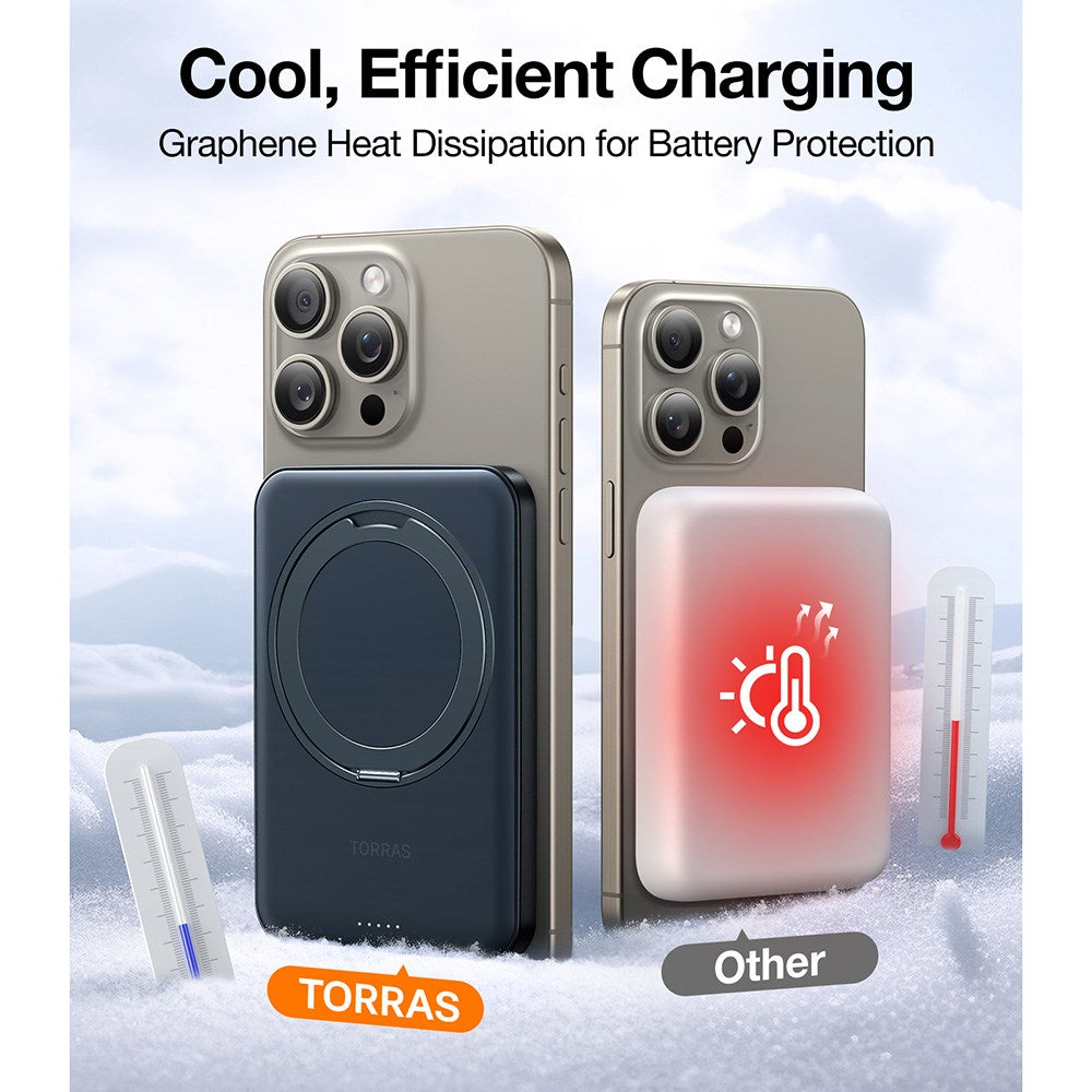 TORRAS Magnetisk 15W Powerbank 5 000mAh med Kickstand - Svart