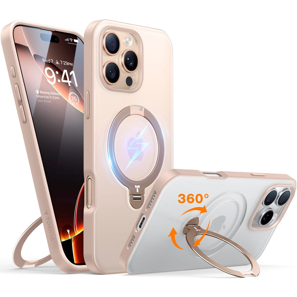 TORRAS iPhone 16 Pro Flexibelt Plast Skal m. Ställfunktion - MagSafe Kompatibel - Guld