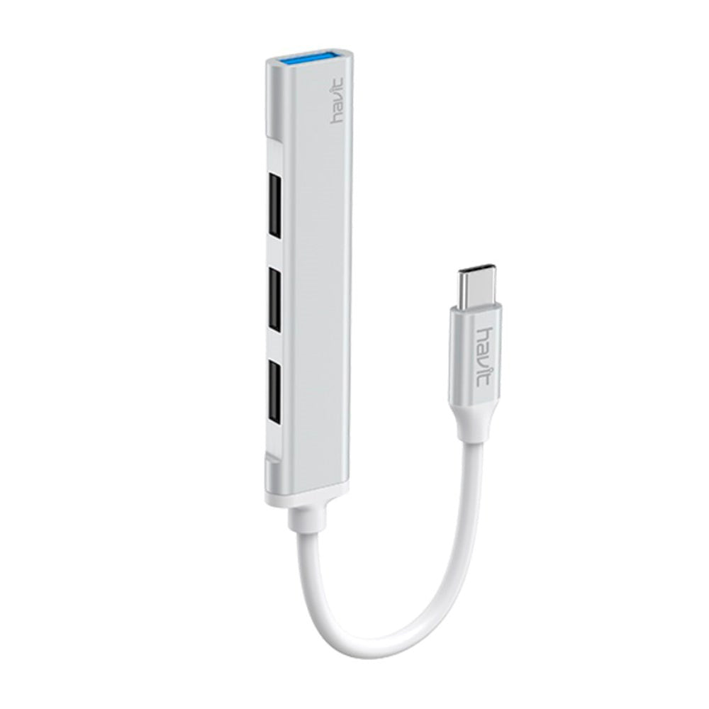 USB-C Multiport Hub - 3 x USB 2.0 / 1 x USB 3.0 - Grå