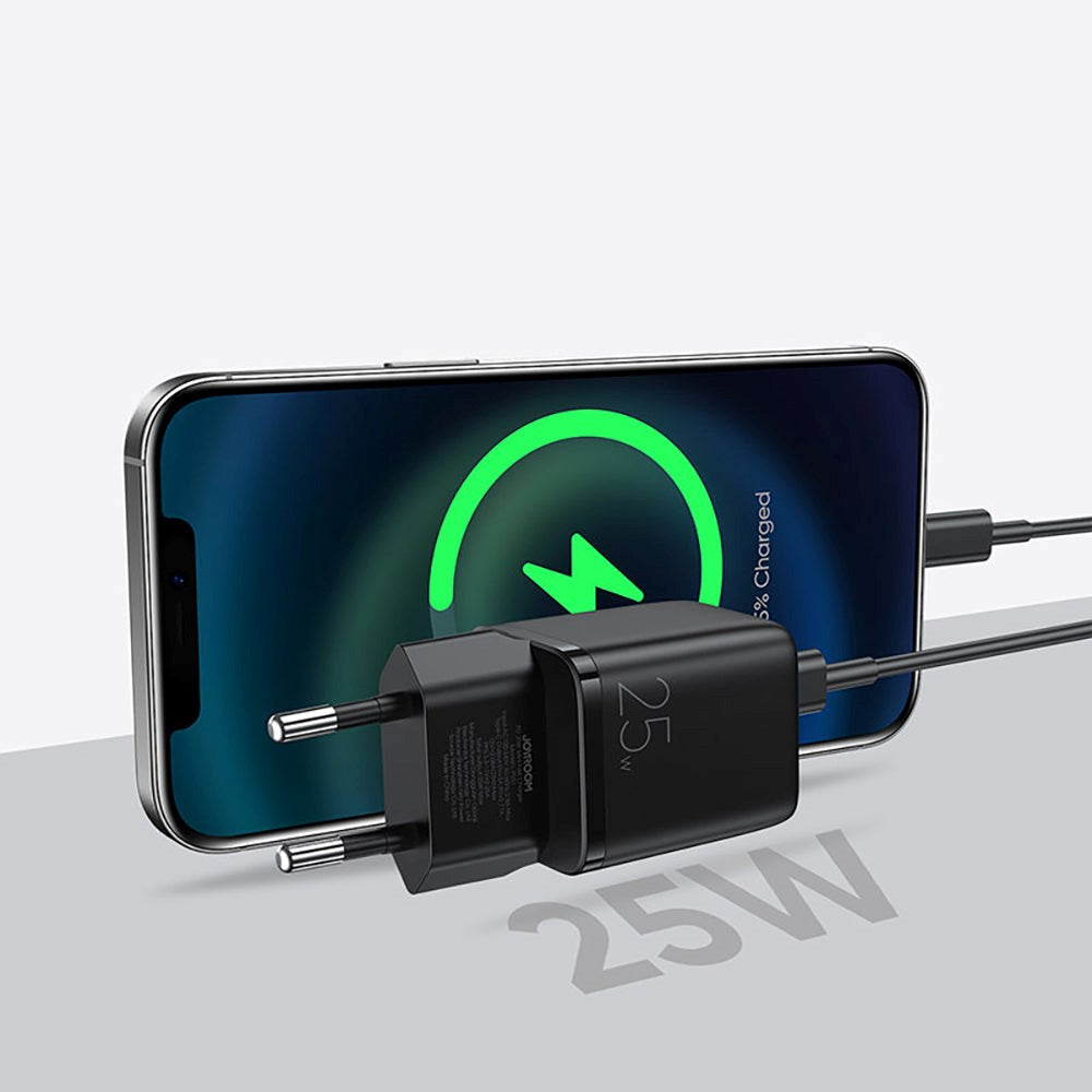 JoyRoom Mini Snabbladdare PD & PPS 25W m. USB-C till USB-C Kabel - Svart