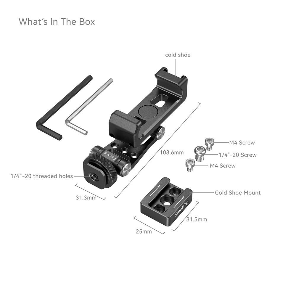 SmallRig 4301 Roterbar Mobilhållare med Cold Shoe Mount - Kompatibel med DJI Gimbals (57-88mm) - Svart