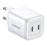 Ugreen PD 45W USB-C GaN Snabbladdare för Vägg med 2 x USB-C - Vit