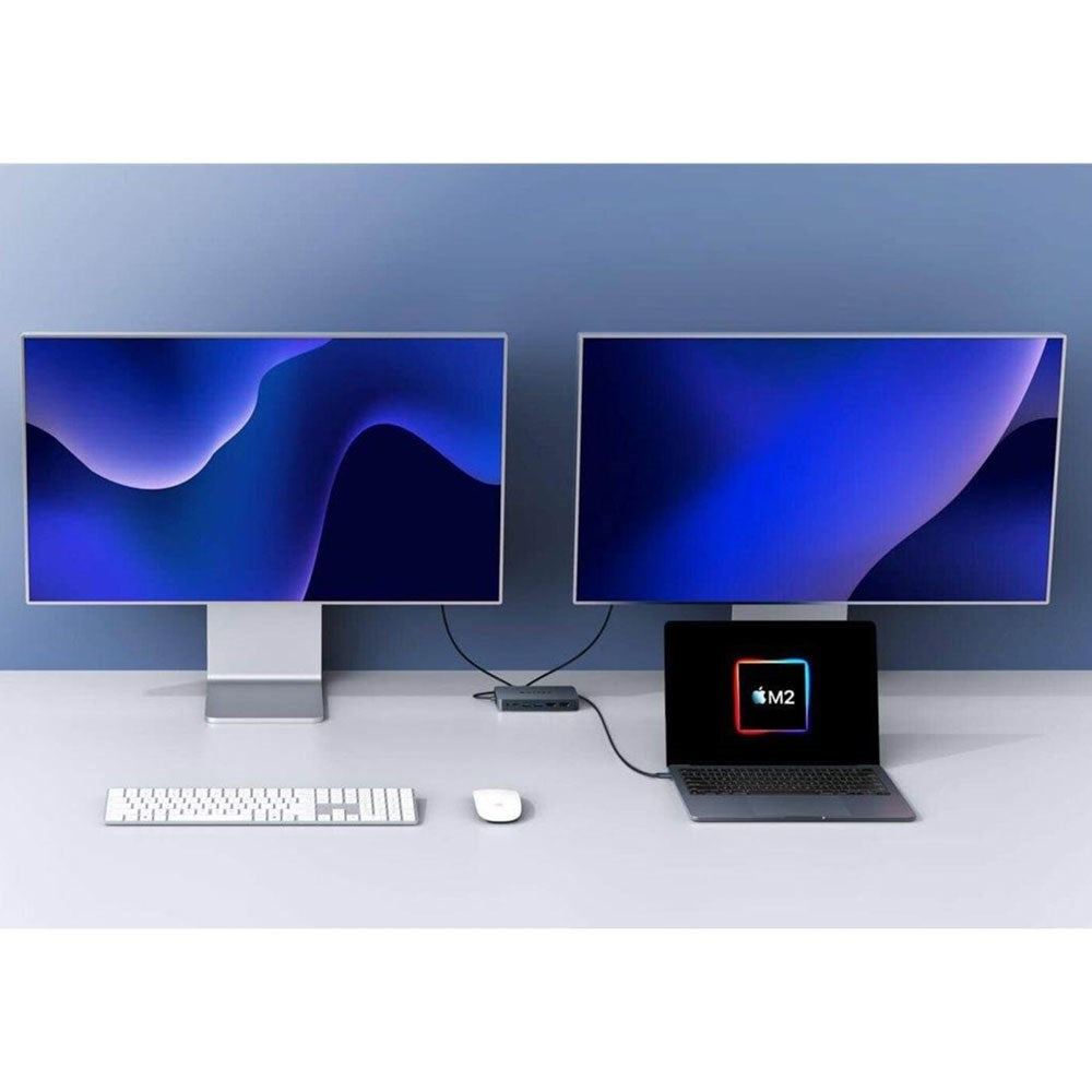 Hyper HyperDrive 10-i-1 USB-C-Hubb med USB-A / USB-C / HDMI / Ethernet / 3,5 mm-Uttag / SD- & MicroSD-Kort - Grå