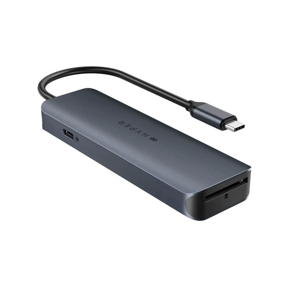 Hyper HyperDrive Ecosmart 6-i-1 USB-C-Hubb med USB-A / USB-C / HDMI / Ethernet / SD-Kort - Grå