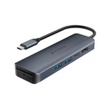 Hyper HyperDrive Ecosmart 6-i-1 USB-C-Hubb med USB-A / USB-C / HDMI / Ethernet / SD-Kort - Grå