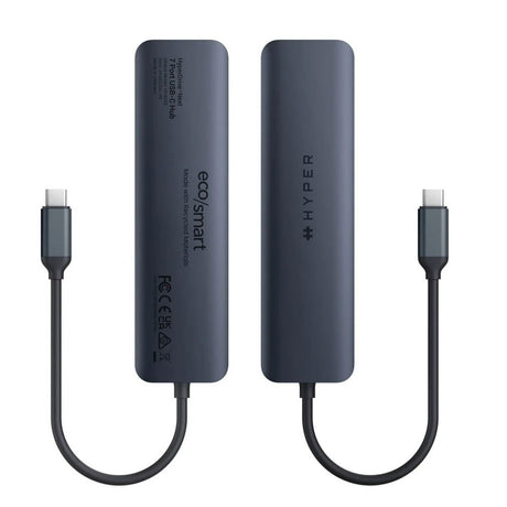Hyper HyperDrive Ecosmart 7-i-1 USB-C-Hubb med USB-A / USB-C / HDMI / Ethernet / SD- & MicroSD-Kort - Grå