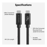 Hyper HyperDrive 240W USB-C till USB-C Kabel - 1.2m - Svart