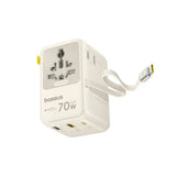 Baseus EnerCore 70W 6-i-1 Reseadapter m. Utdragbar USB-C Kabel - Vit