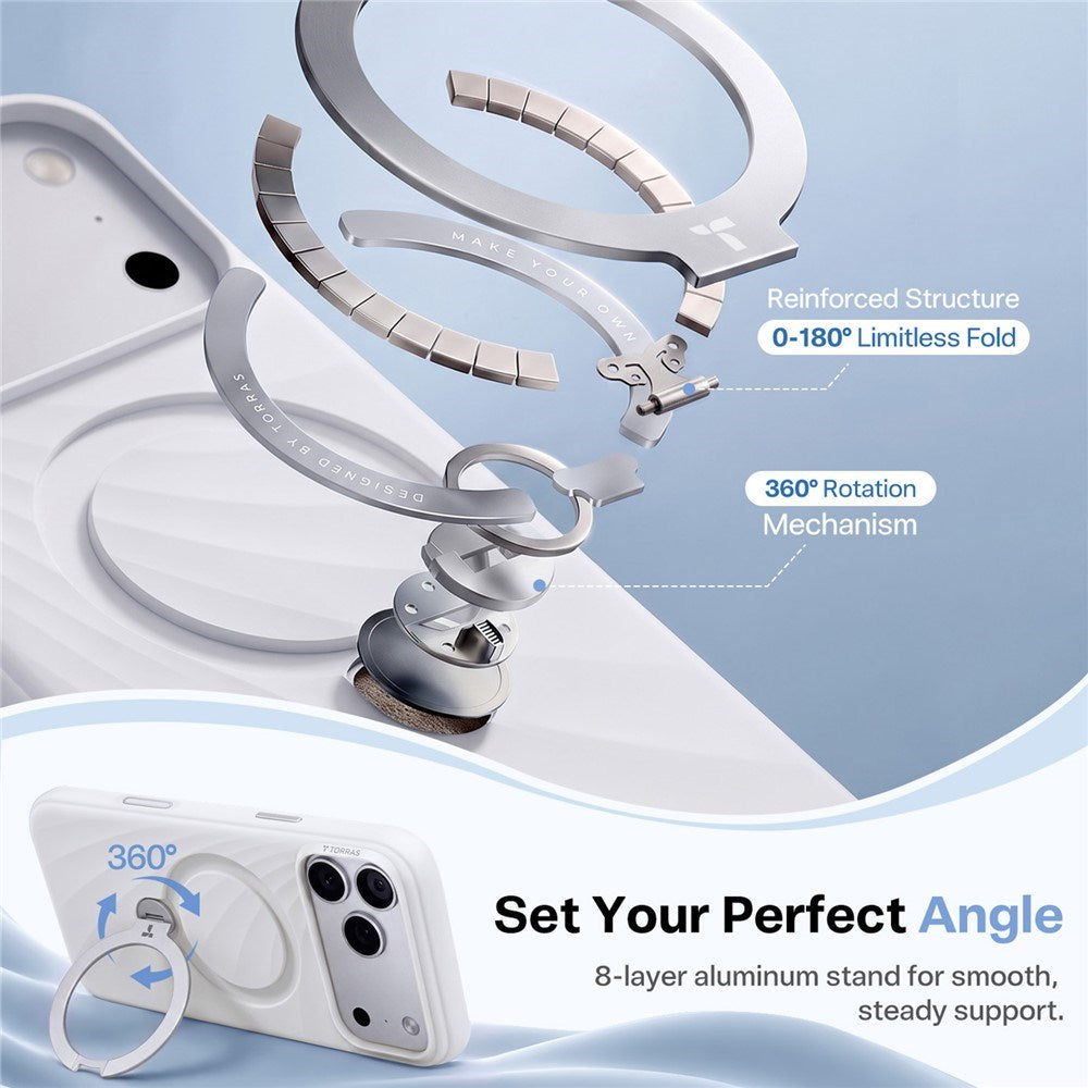 iPhone 18 Pro / 17 Pro TORRAS Ostand Q3 Wind Skal - MagSafe Kompatibel - Vit