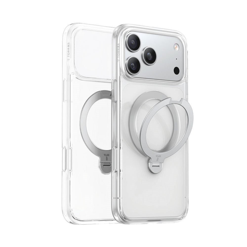 iPhone 18 Pro Max / 17 Pro Max TORRAS Ostand Q3 Spin Skal - MagSafe Kompatibel - Genomskinlig