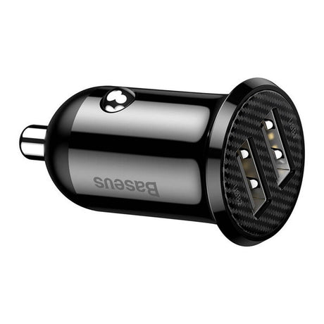 Baseus Grain Pro 12W Billaddare med 2 x USB-A - Svart