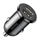 Baseus Grain Pro 12W Billaddare med 2 x USB-A - Svart