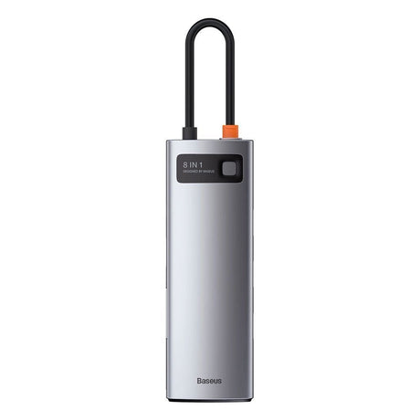 Baseus 8-i-1 USB-C Multiportadapter med 3 x USB-A 1 x USB-C 1 x HDMI 1 x SD-Kortläsare 1 x MicoSD-Kortläsare 1 x RJ45 - Grå