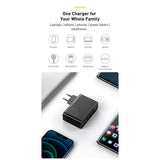 Baseus 100W PD GaN² Pro Fast Charger - Väggladdare med 2 X USB-C och 2 X USB-A - Vit