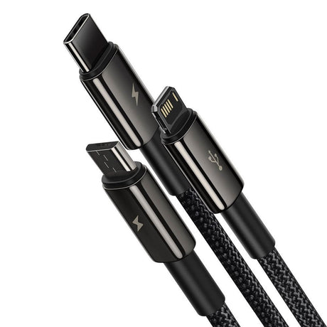 Baseus 3-i-1 USB-A Multikabel med 1 x USB-C 1 x Lightning 1 x Micro USB - 1,5m - Svart