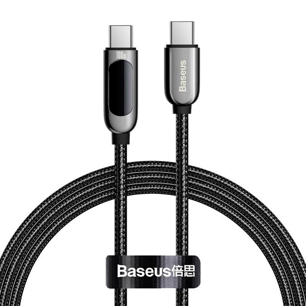 Baseus Display 100W USB-C till USB-C Kabel - 1 meter - Svart