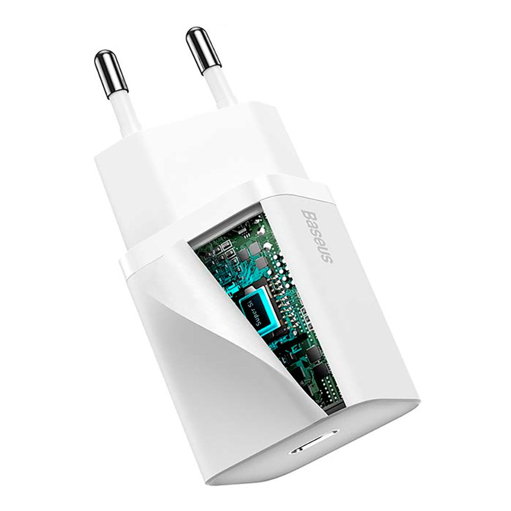 Baseus Super Si 20W Väggladdare USB-C Quick Charge - Vit