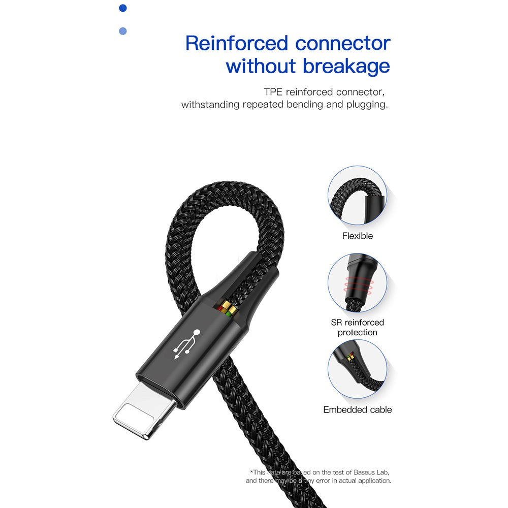 Baseus Rapid Series 4-i-1 USB-C (2 stk) / Lightning / Micro USB 3.5A Kabel 1.2m.