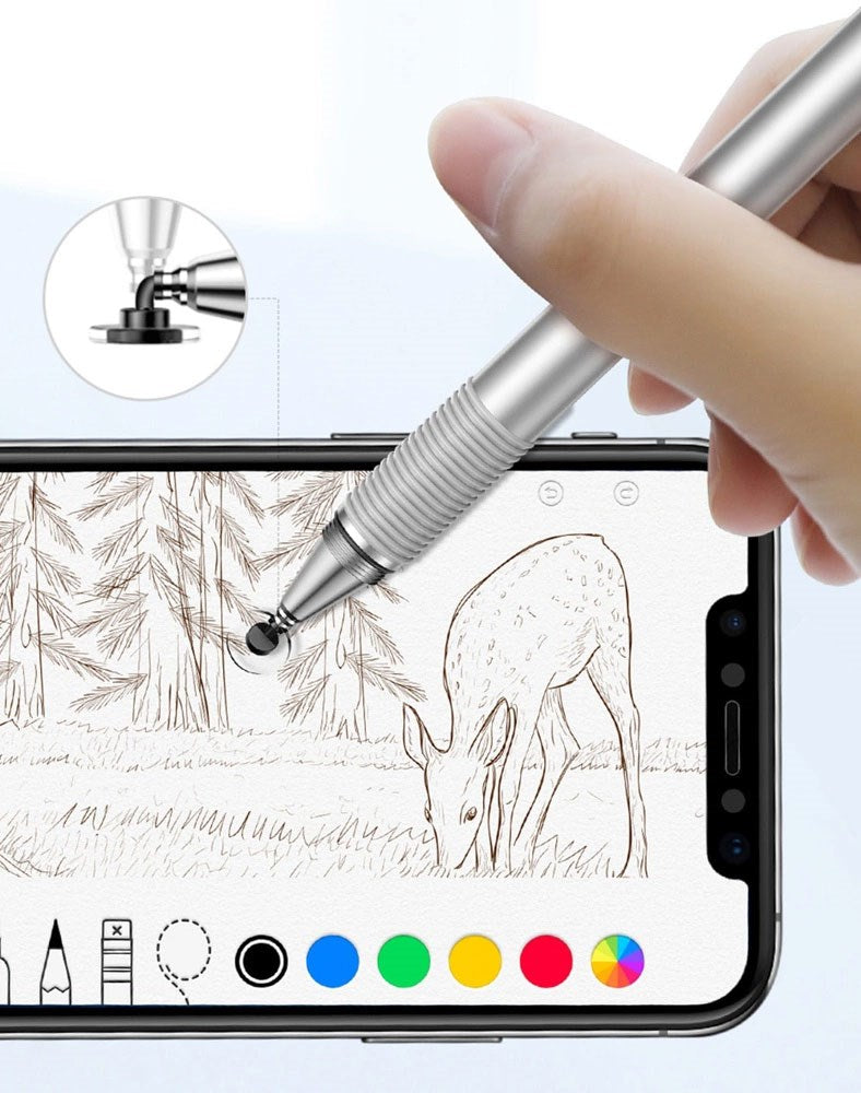 Baseus Dubbelsidig Stylus Penna för Mobil / Surfplatta med Kulspetspenna - Silver