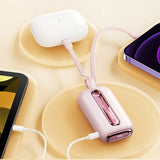 Joyroom JR-L012 Powerbank 22,5W USB-C PD m. Inbyggd USB-C & Lightning-kabel - 10000 mAh - Rosa