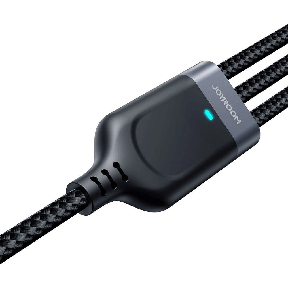 Joyroom 3-i-1 Nylon USB-C / Lightning / Micro USB Kabel - 1,2m - Svart